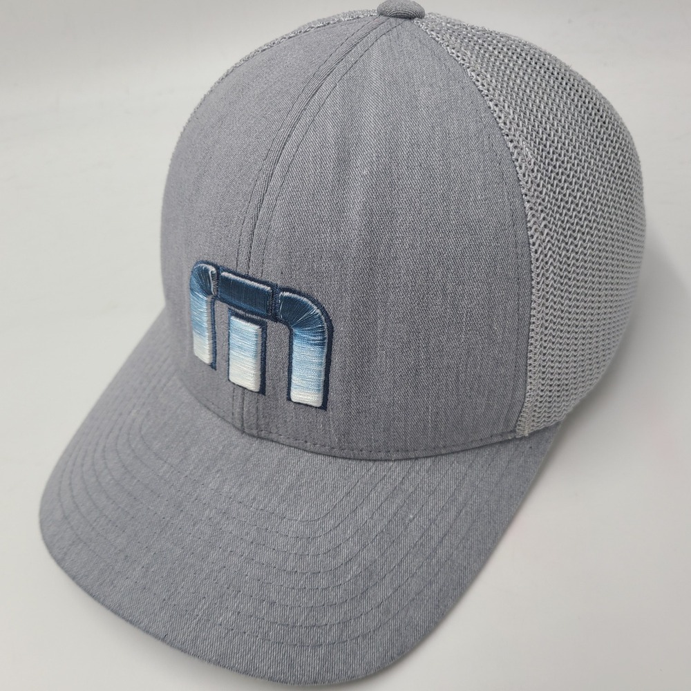 Travis Mathew Hat Snapback Trucker Mesh Gray Blue White Logo Golf Outdoors Men